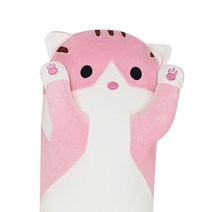 모찌모찌 고양이 바디필로우 롱 쿠션 애착인형, 핑크