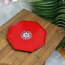 전통 자개 육각 트레이 다과트레이 한옥장식 단체 답례품 기념품 디저트 트레이 쟁반장식, 레드