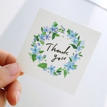 쇼핑오션늘봄 정사각 스티커 THANK YOU 20장 플라워 리스 코팅스티커 라벨 정사각스티커 사각형스티커 라벨스티커+dhtustyvld, 해피상품, 해피상품