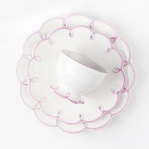 플레이팅 꽃모양 접시 세트 브런치 디저트 플라워 그릇, 퍼플, 접시R 1개+접시L 1개+디저트 컵 1개