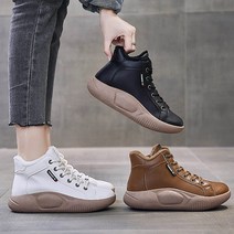 사사로이 여성 신발 운동화 하이탑 단색 기모 면화 벨벳 보온성 3.5cm