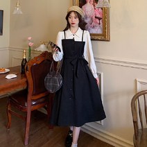 셔츠원피스 셔츠원피스 2022봄여름 페이크레이어링 긴팔소매 프랑스타입 여성원피스 날씬해보이는 햅번스타일 남방 스타일리쉬 코디가잘되는 스커트