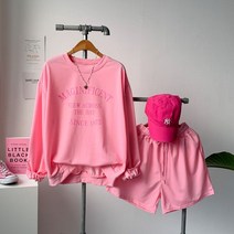 유닉심플 캐쥬얼한 라운드 긴팔 반바지 셋 G913 더베이반바지셋