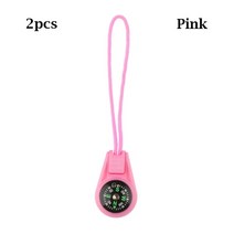 나침판 등산 캠핑 산악회 선물 새로운 2 pcs 지퍼 꼬리 로프 포켓 나침반 edc, 분홍