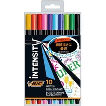 일본직발송 3. BIC 재팬 빅(BIC) 수성 펜 칼라 세트 INTENSITY 파인 라이너 0.4 MM세자 10색 KR ITS-WFPFN, One Size, One Color