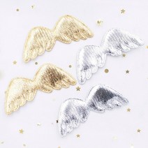 아플리케 패치 와펜 30pcs 78mm 금색과 은색 천으로 천사 날개 appliques 패딩 패치 diy 공예 의류 머리핀 장식 액세서리 g01, 혼합