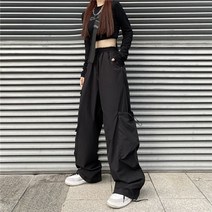 커플룩 밴딩 스트랩 빅 포켓 카고 팬츠 스트링 포켓 루즈 스트레이트 하이 스트리트 ins 팬츠 남녀 선물