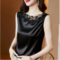 체리블라썸 여름 플라워 자수 실키 슬리브리스 새틴 나시 민소매 탑 실크 데이트룩 4col