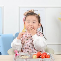 ENDLESS 자기주도 아기 이유식 유아식 방수 턱받이 7종, 긴팔, 베이지 로즈