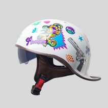 오토바이 헬멧 남 여름 할리 하프 헬멧 전동차 기관차 바가지 헬멧 비보뉴 P968C519, L, 화이트