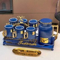 Qipai 고급 주전자 컵 세트 가벼운 럭셔리 고급 가정 거실 환대 찻잔 고온 저항, C 9종세트