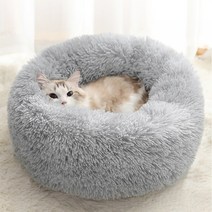 기절댕냥쿠션 보들보들 마약 무중력 원형 방석, 그레이 (M-50cm)