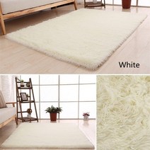 도톰한 워싱 머서라이징 뽀글이 카페트 거실 침실용 미끄럼 방지 매트 물 흡수 러그, White