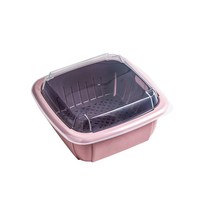 다기능 더블 레이어 드레인 바구니 뚜껑 주방 냉장고 드레인 보관 상자 플라스틱 과일 야채 세척 바구니, 프랑스