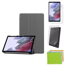 강화유리필름2장+후면쉴드 갤럭시탭A7 라이트 8.7 북커버 케이스 SM-T220 T220N T225 T225N Lite 삼성 케이스나라, 그레이+강화유리2장+후면쉴드