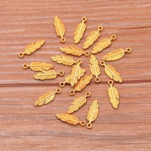 2023 5x15mm 9 색 금속 아연 양면 미니 나뭇잎 참 보석 공장 펜던트 제작 DIY 공예 80 개, 04 Gold