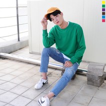 티데일리 남녀공용 젤리 미니 쭈리 맨투맨 무지 라운드넥 긴팔 티셔츠 S~2XL