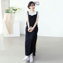 마미누리 끈 멜빵 임산부 롱 원피스 T809