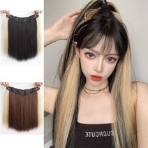 하이유니 문라이트 골드 시크릿 투톤 스트레이트 펌 셀프 붙임머리 여자 여성 헤어 피스 패션 부분 가발 45cm, 라이트브라운