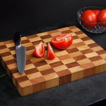 포토나라 엔드그레인 도마 나무 도마 체크도마 플레이팅 바둑판 원목 미끄럼방지 트레이도마, 혼합색상