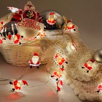 당일출고) LED 크리스마스 파티 장식 조명 건전지 캐릭터 데코 와이어 줄 트리 전구 산타 눈사람 루돌프 종 (깜빡임 기능o), 와이어 산타 20p( AA건전지 4개)
