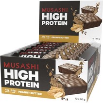 무사시 땅콩버터 하이 프로틴 바 박스 12 x 90g