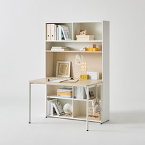 한샘 티오 책상세트 일반형 5단 120cm(컬러 택1), 색상:화이트/내추럴오크(A)
