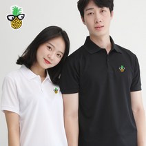 멋지군 쿨론 기능성 카라 파인애플자수 단체티 반팔 쿨 티셔츠