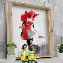 데코밍샵우드프레임액자_풍수에좋은닭그림(중형)_우드프레임액자, 1.타입1