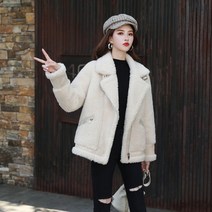 시티 캐주얼 여성 양털 무스탕 자켓