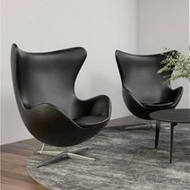 아르네야콥센 에그체어 egg chair 계란의자 북유럽 에그체어 캐주얼 소파, 의자, 수입 소가죽 블랙, 1개