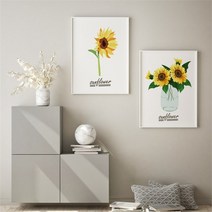 셀러허브 감성 모던 해바라기 금전운 일러스트 그림 액자 5종 50호, 5번／50호80x117cm(캔버스액자옆면검정)