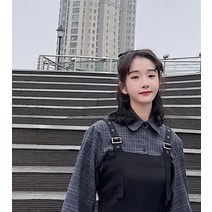 빈티지 커플룩 봄계절 트렌드 봄가을 남자 패치워크 셔츠 긴 소매 여성 클래식 원피스코디세트 3636010675