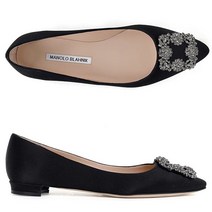 [마놀로블라닉] 22FW 블랙 한기시 새틴 발레리나 플랫 9XX 0348 0053 BLCK