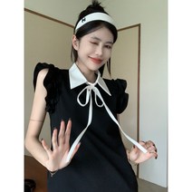 페이크 투피스 민소매 나시 원피스 여성 봄 여름 스트링 플레어스커트