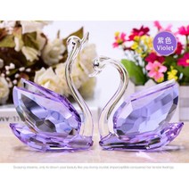 홈데코 2Pcs 크리스탈 백조 장식품 유리 인형 문진 공예 Fengshui 홈 236, 제비꽃, 80mm
