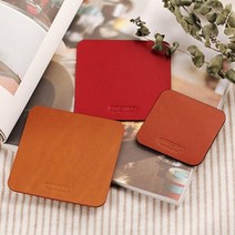 아트박스/한스마레 컵받침 가죽 티 사각 컵코스터 3color, 카멜/Large