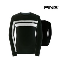 핑골프남성 라인 배색 라운드 니트 P11A1SR102_BK, 100, BK
