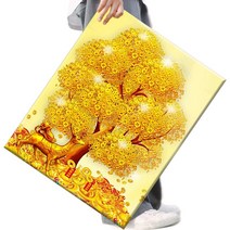 [금색메탈a4] FASEN 사은품+액자 캔버스형보석십자수 DIY세트 라운드 비즈 40 X 50cm, FSE54.금전수 아래 금색 사슴