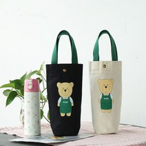 텀블러백 보온 드링크백 에코백 스타벅스 보냉병 캔버스 휴대용 손가방, 베이지