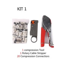 새로운 multitool 와이어 스트리핑 압착 플라이어 동축 케이블 콜드 프레스 클램프 rg59 rg6 케이블 tv 압착 도구 세트 20 f 헤드, 키트1