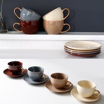 에크렌 24K 골드 노블 커피잔 1인세트 250ml, 다크브라운