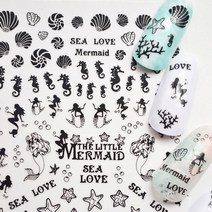 클레이앤데코 인어공주 네일스티커, 1개, 블랙
