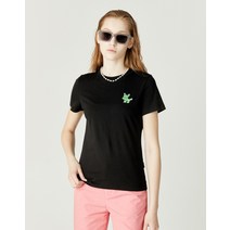 22SS [Matti x Hazzys] 블랙 캐릭터자수 면 반팔티셔츠 HSTS2B570BK