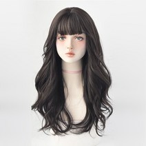 에쉬울프 전체 가발 통가발 긴머리 여성 웨이브 머리 65cm, 1개, 흑갈색