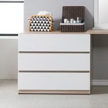각시방가구 바닐라 800 3단 서랍장 5color, 화이트