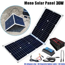 태양광패널 접이식 400w 600w 12V ~ 광 시스템 전원 인버터 세트 4000W LCD 디스플레이 + 36W/18V 패널 30A, 01 12V to 110V