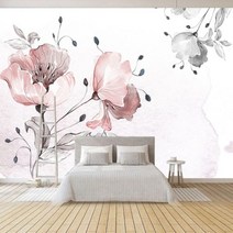 사용자 정의 벽화 보라색 백합 투명 한 꽃 현대 패션 3D 거실 TV 배경 벽 천으로 벽지, 1 square meter, WHITE