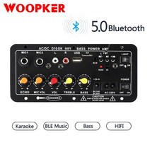 블루투스 미니 앰프 길거리공연 매장용 리시버 통기타 올인원 Woopker 오디오 증폭기 보드 120w 서브우퍼 듀얼 마이크 증폭기 모듈 8-12 인치 스피커 1224v, 하늘색