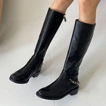 [오노마] ONM 시크 골드 체인 장식 블랙 롱부츠